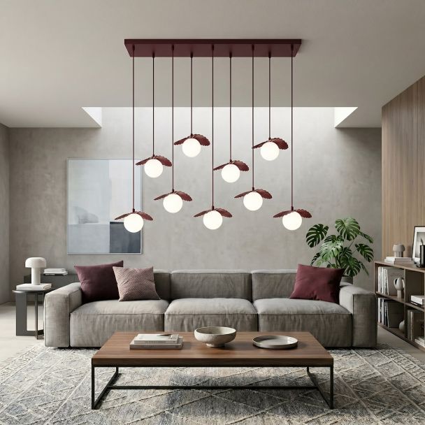 EMIBIG 1761/9 FLORA 9 BURGUNDY OPAL Lampa wisząca