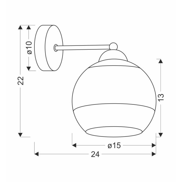 CANDELLUX 21-21199 CONTESSA LAMPA KINKIET CZARNY 1X40 E27 KLOSZ ZŁOTY