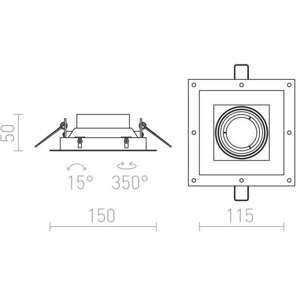 RENDL R12045 IPSO SQ bez ramki biała 230V GU10 50W