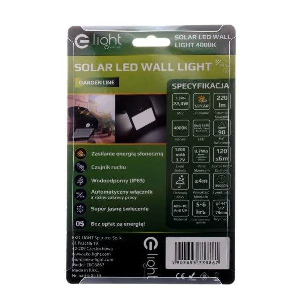 MILAGRO EKO3867 Lampka Solarna Butterfly Czarna 1,5W