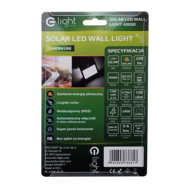 MILAGRO EKO8817 Lampka Solarna Butterfly Biała 1,5W