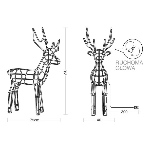MILAGRO EKSW2926 Renifer Ruchoma Głowa 180LED 3000K IP44 90cm