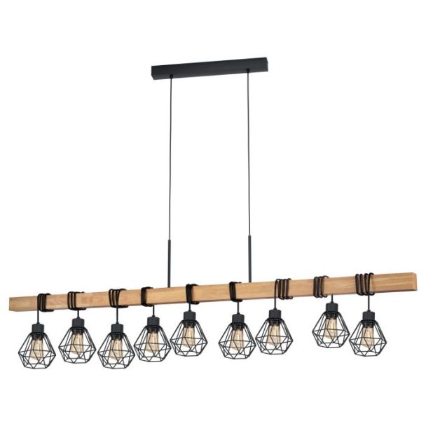 EGLO 43134 LAMPA TOWNSHEND 5 OPRAWA WISZĄCA HL/9 SCHWARZ/EICHE-OPTIK TOWNSHEND 5