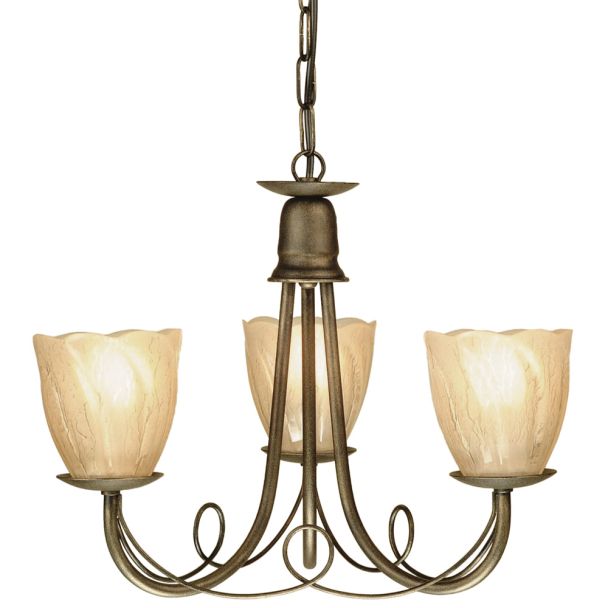 ELSTEAD MINSTER MN3 BLK/GOLD 3Lt Chandelier/Semi-Flush