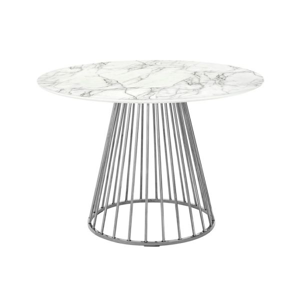King Home KH1204100129.CHROM Stół GLAM MARBLE 110 - MDF, chromowana podstawa