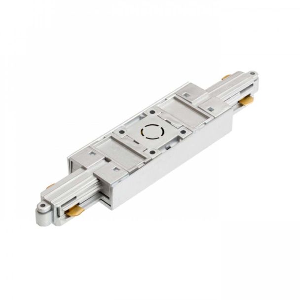 RENDL R12265 1F łącznik wzdłużny długi z opcją zasilania srebrno-szara 230V łącznik 1-fazowy