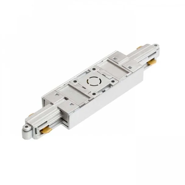 RENDL R12265 1F łącznik wzdłużny długi z opcją zasilania srebrno-szara 230V łącznik 1-fazowy