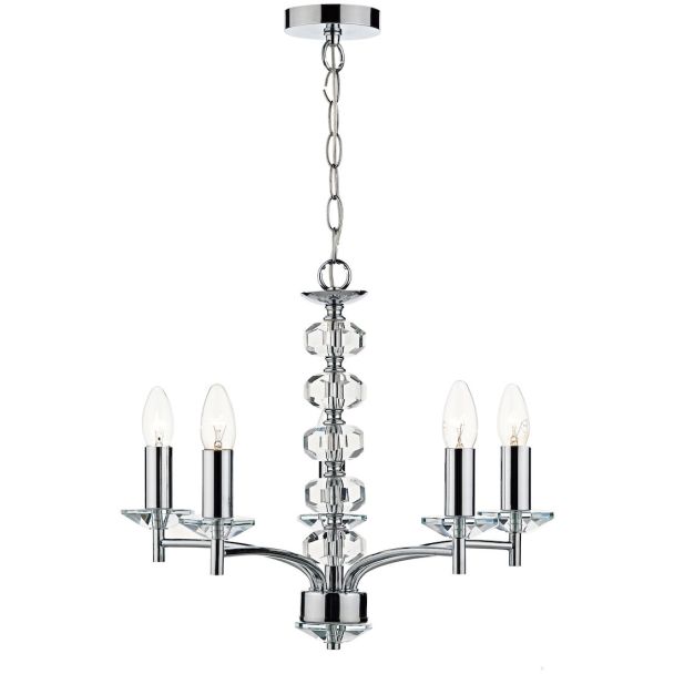 DAR OLE0550 OLEANA 5LT PENDANT POL CHR CRYSTAL