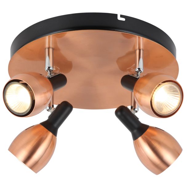 CANDELLUX 98-34878 CROSS PLAFON 4X50W GU10 MIEDZIANY