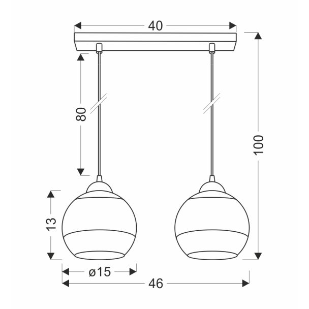 CANDELLUX 32-21229 CONTESSA LAMPA WISZĄCA CZARNY 2X40 E27 KLOSZ ZŁOTY
