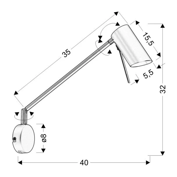 CANDELLUX 21-73907 MILLY KINKIET 1X40W GU10 BIAŁY MATOWY