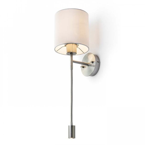 RENDL R10580 VERSA ścienna z abażurem biała nikiel mat 230V E27+ LED 42+3W 40° 3000K