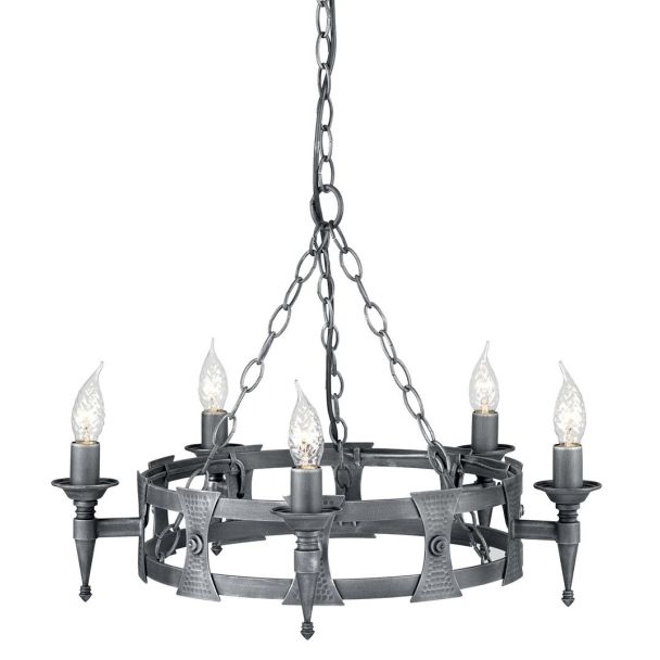 ELSTEAD SAXON SAX5 BLK/SIL 5Lt Chandelier
