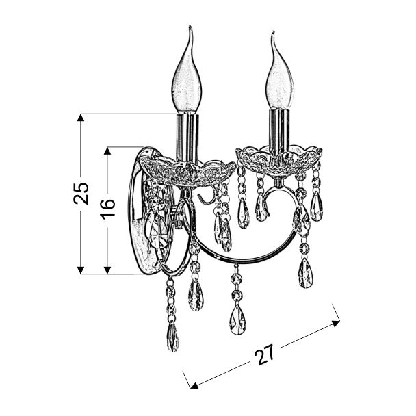 CANDELLUX 22-96138 AURORA KINKIET 2*40W E14 CHROM
