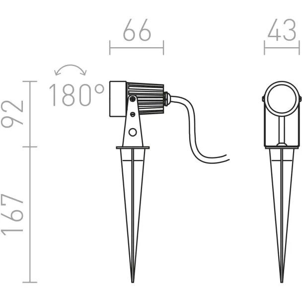 RENDL R10530 GUN z klinem ziemnym czarna 230V LED 3x1W 30° IP65 3000K