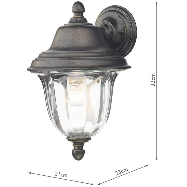 DAR ALD1635 ALDGATE W/LT OUTDOOR BLK GOLD IP44