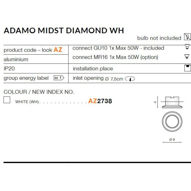 AZZARDO AZ2738 Adamo Midst Diamond (white)
