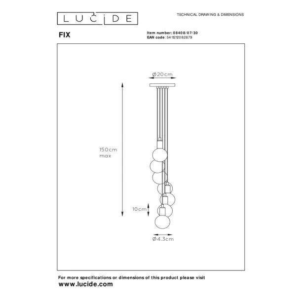 LUCIDE 08408/07/30 FIX MULTIPLE LAMPA WISZĄCA - NOWOCZESNA
