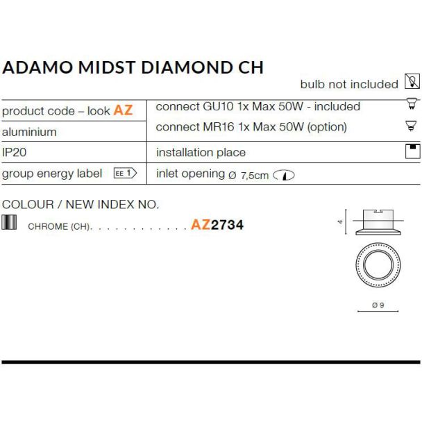 AZZARDO AZ2734 Adamo Midst Diamond (chrome)