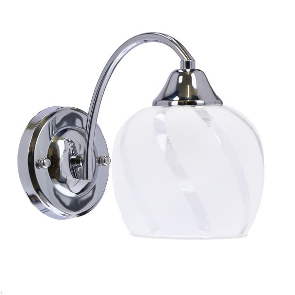 CANDELLUX 21-09449 PREGO LAMPA KINKIET CHROMOWY 1X40W E27 KLOSZ BEZBARWNY