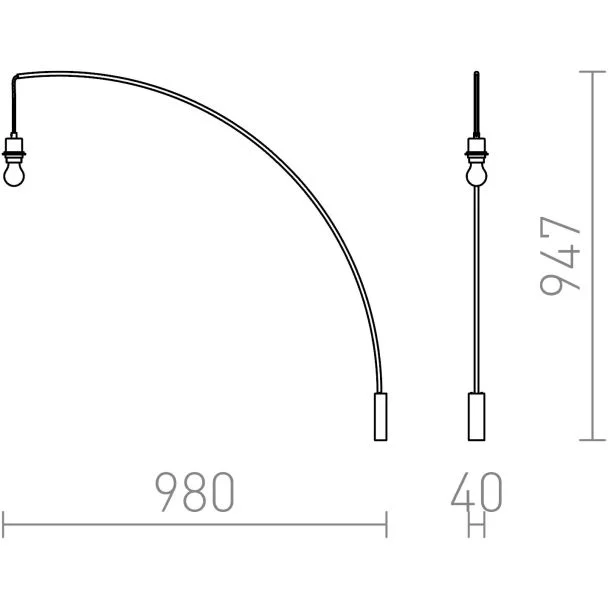 RENDL R12654 BEND podstawa ścienna łukowa nikiel mat 230V E27 42W