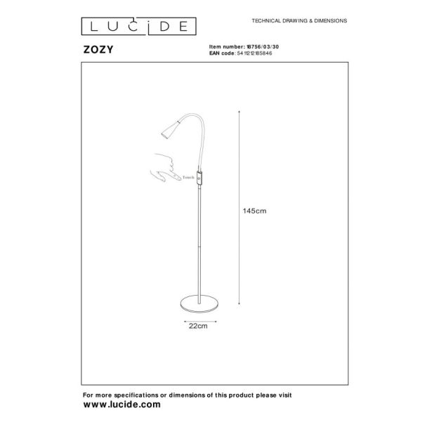 LUCIDE 18756/03/30 ZOZY LAMPA STOJĄCA