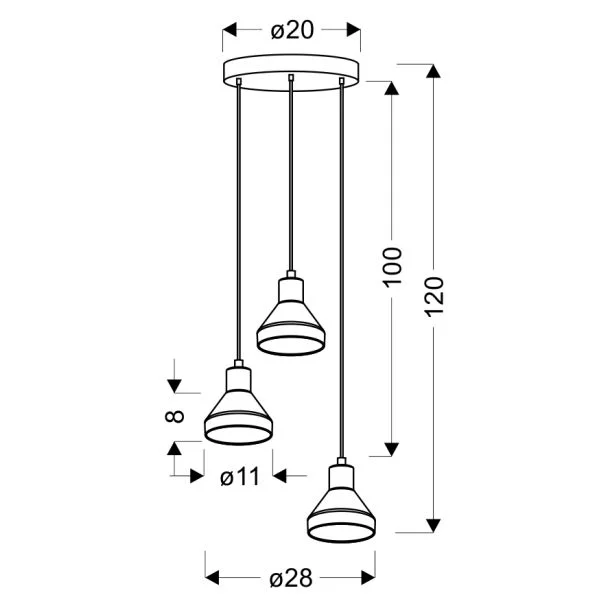 CANDELLUX 33-78995 LAMPA WISZĄCA GREGORY TALERZ CZARNY BRĄZ 3X40W E14 KLOSZ DYMIONY