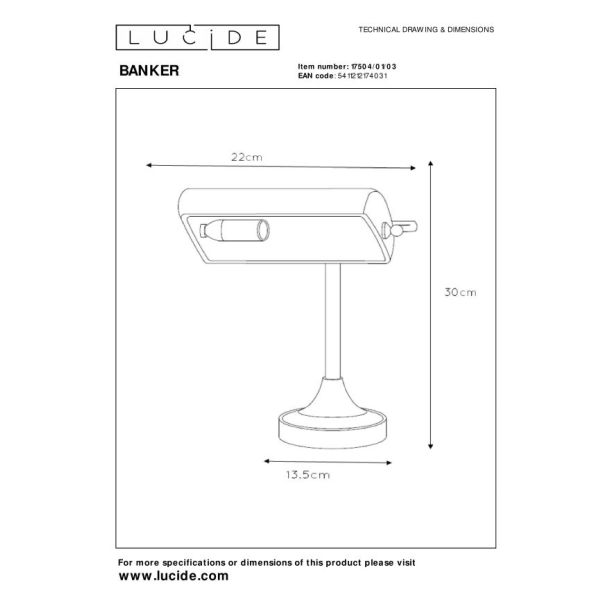 LUCIDE BANKER 17504/01/03 LAMPA STOJĄCA - BIURKOWA