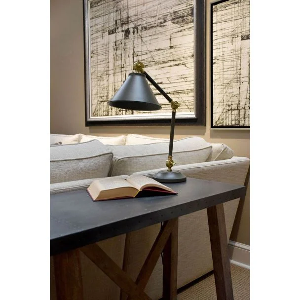 ELSTEAD Provence Element PV-ELEMENT-GAB 1 Light Mini Table Lamp - Dark Grey/Aged Brass