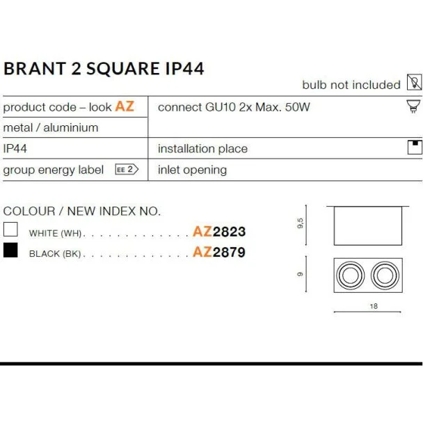 AZZARDO AZ2879 Brant 2 Square IP44 (black)
