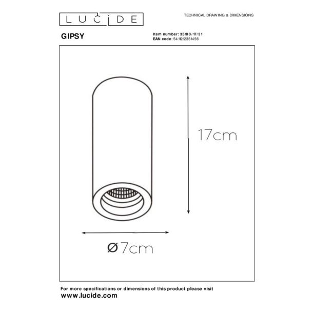 LUCIDE GIPSY 35100/17/31 LAMPA SUFITOWA - OCZKA