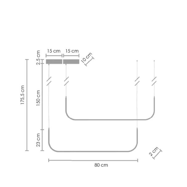 Step into Design MP0095-2 Lampa wisząca MINIMA-2 led czarna 80 cm