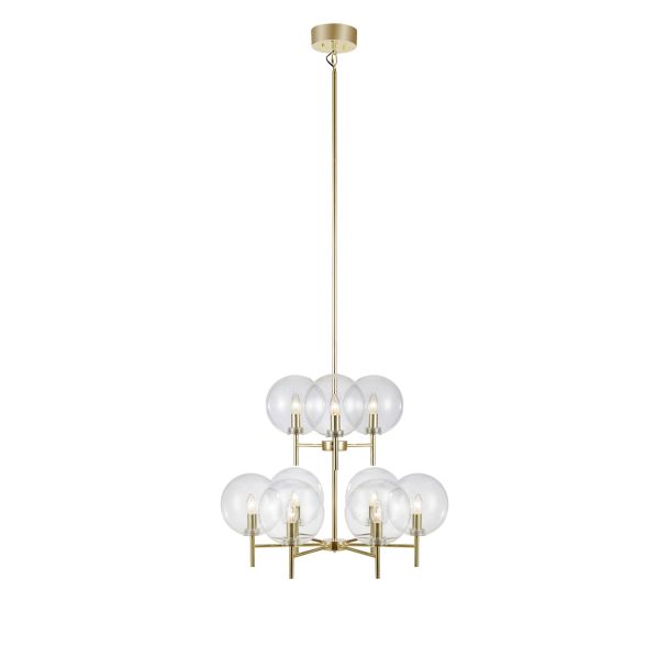 MARKSLOJD 107920 CROWN lampa wisząca 9L Złoty Szczotkowany/Przeźroczysty