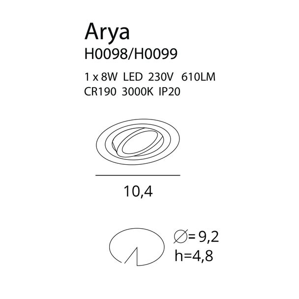 Maxlight Arya Tilted H0099 Oprawa podtynkowa Czarna