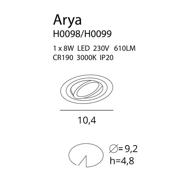 Maxlight Arya Tilted H0099 Oprawa podtynkowa Czarna