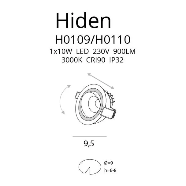 Maxlight Hiden H0110 Oprawa Podtynkowa Czarna IP32