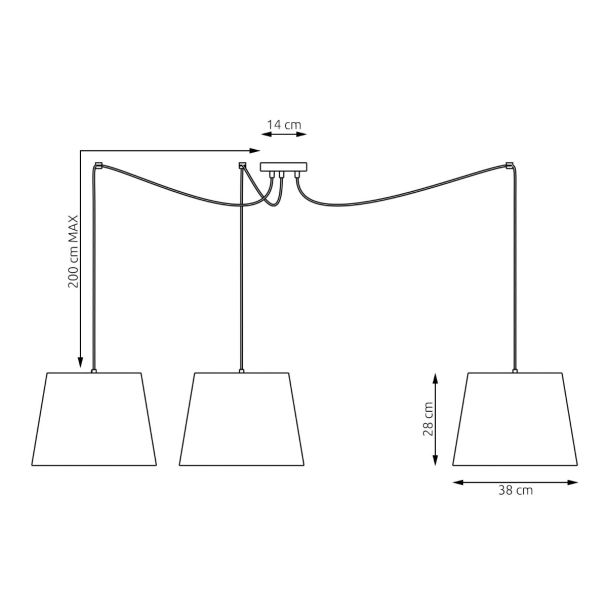 EMIBIG 1424/3 ASCOT 3 GRAY lampa wisząca