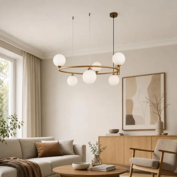 WYPRZEDAŻ MAYTONI MOD013PL-06BS Modern Ring Pendant Lamp Brass — wizualizacja aranżacji AI