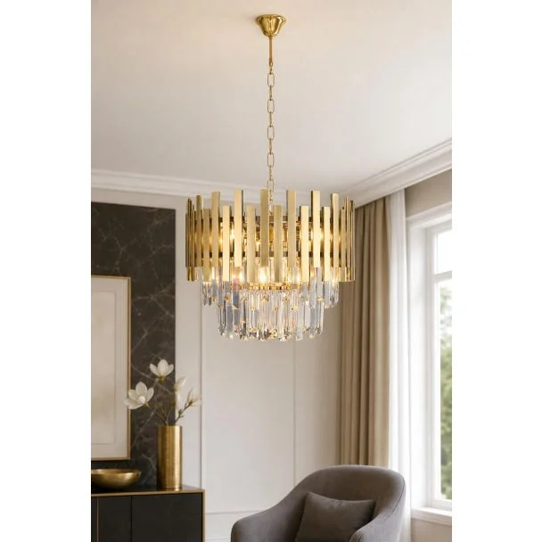 MILAGRO ML5999 ASPEN GOLD E14 6x40W — wizualizacja aranżacji AI
