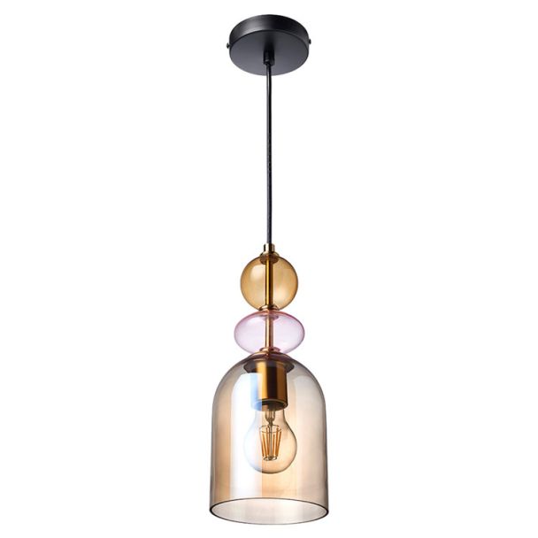 LIGHT PRESTIGE Lampa wisząca Tropea 1xE27 bursztynowa, średnia LP-2004/1P M AM