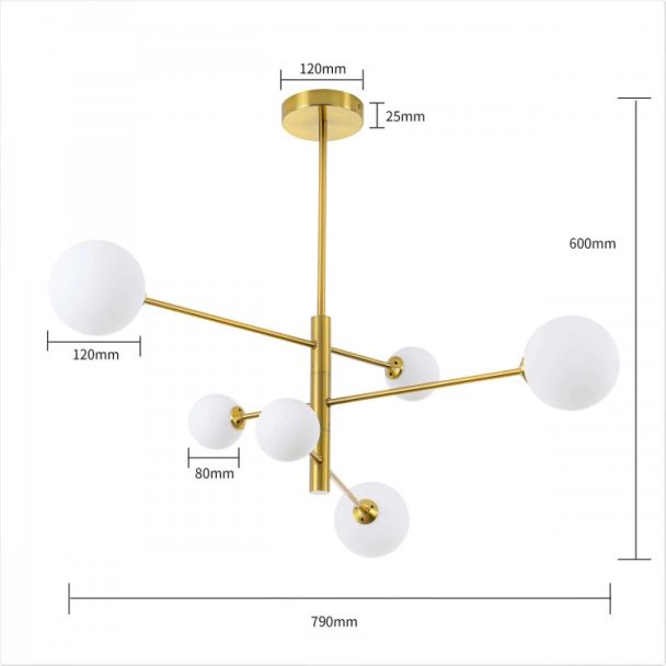 LIGHT PRESTIGE LP-002/6P Dorado 6 wisząca złota