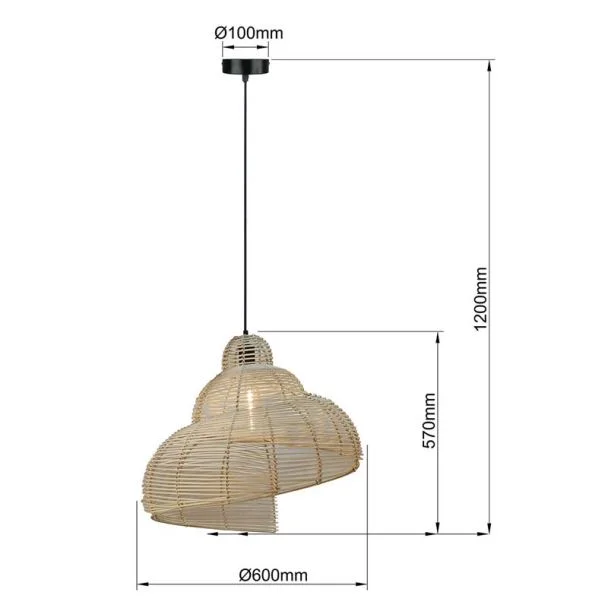 LIGHT PRESTIGE LP-1806/1P 60cm Ratanowa lampa wisząca Shella 60 cm brązowy 1xE27
