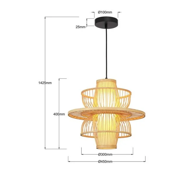 LIGHT PRESTIGE LP-3110/1P NT Ratanowa lampa wisząca Astra naturalna 1xE27