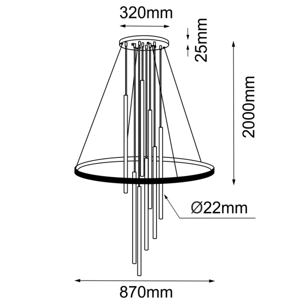 ANTIGO 5215 Lampa wisząca Luna - Mosiądz mat-czarna 3000K