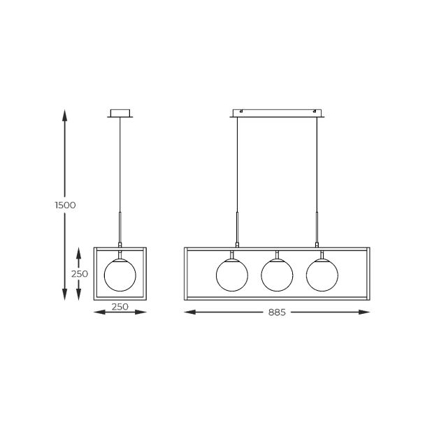 ZUMALINE MD3115-3-3BT PIRO LAMPA WISZĄCA CZARNA/BLACK