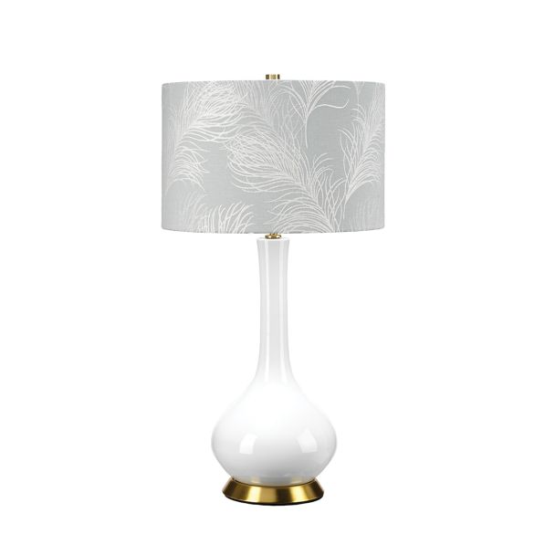 ELSTEAD MILO-AB-TL-FDEB Lampa stołowa Milo - 1 PŁ - Biała / Postarzany mosiądz