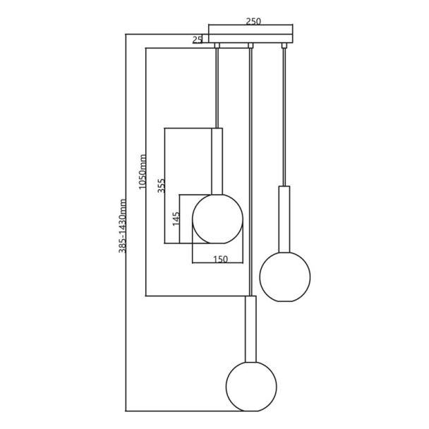 MILAGRO ML0333 Lampa wisząca NIKO BLACK 3xG9