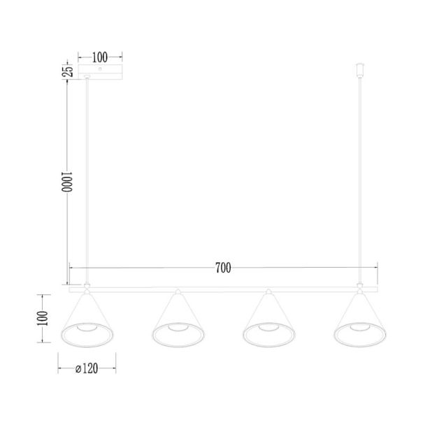 MILAGRO ML1125 Lampa wisząca Cone złoty 4xGU10