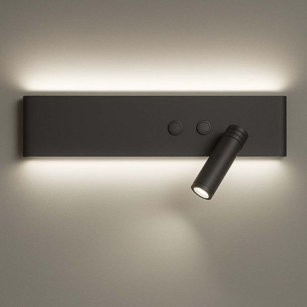 MILAGRO ML1568 Kinkiet Resort Czarny prawy 10W + 3W LED 4000K
