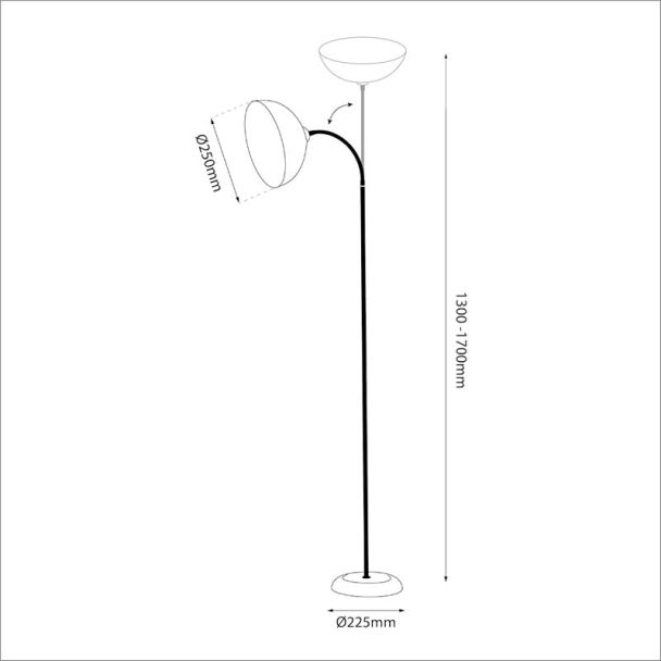 MILAGRO ML1632 Lampa podłogowa ZACK Black 1xE27